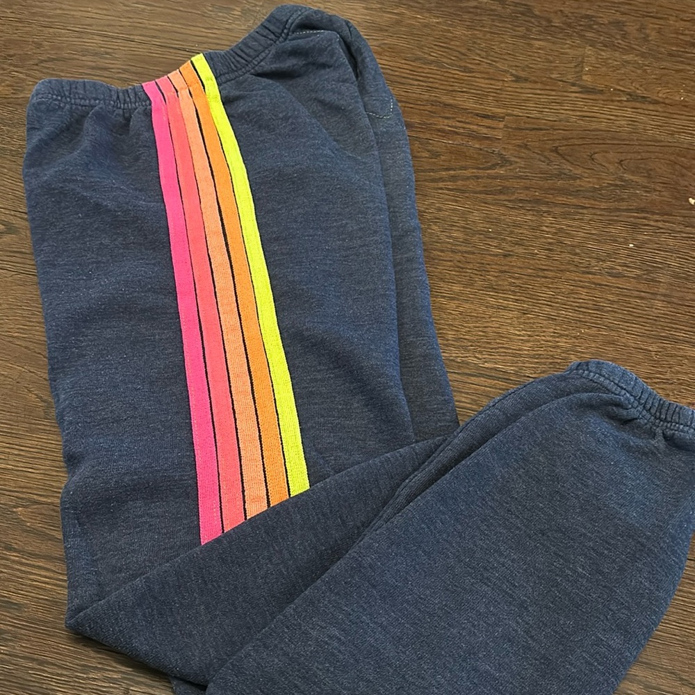 Aviator Nation, blue striped sweatpants. Adult small. Like new.